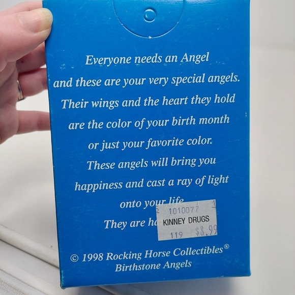 Rocking Horse Collectibles Hand Spun Glass Angel Ornament Blue Gold Christmas - Picture 4 of 12